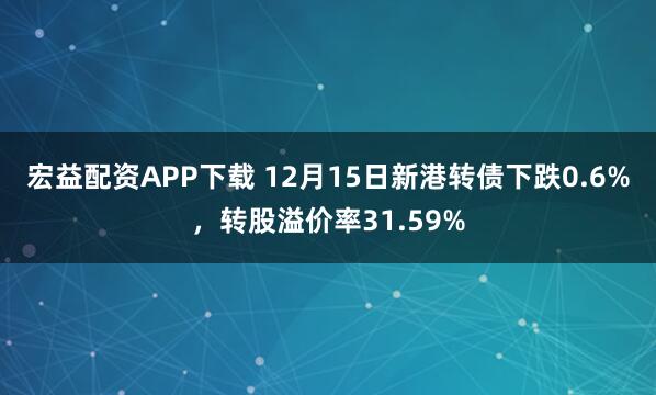 宏益配资APP下载 12月15日新港转债下跌0.6%，转股溢价率31.59%