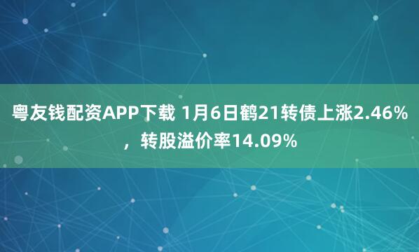 粤友钱配资APP下载 1月6日鹤21转债上涨2.46%，转股溢价率14.09%