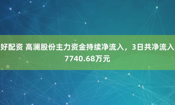 好配资 高澜股份主力资金持续净流入，3日共净流入7740.68万元