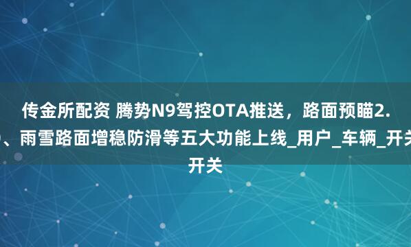 传金所配资 腾势N9驾控OTA推送,路面预瞄2.0、雨雪路面增稳防滑等五大功能上线_用户_车辆_开关